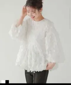 fitmoreフリルカラーカットソートップス　ホワイト新品 フリルカラーカットソートップス【宅配便】 | Fit more
