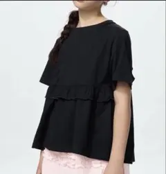 ユニクロ　UNIQLO セシリーバンセン フリルT 160 黒のサムネイル