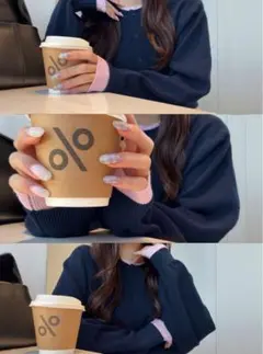 GRL レイヤードカーディガン風配色ニット