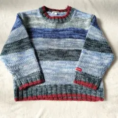 ブルー系ストライプニットセーター 100cm