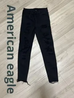 Americaneagleブラック ダメージスキニーデニム