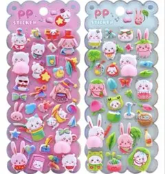 3Dステッカー うさぎとキャラクター2枚セット