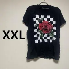 バラプリント黒Tシャツ XXL 2XL 半袖　tシャツ ブラック