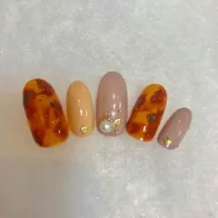 ネイルチップ ジェルネイル べっこうネイル ニュアンス シンプルネイル パール