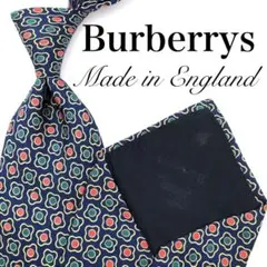 【美品】Burberrys ネクタイ 小紋柄 ホースロゴ ブランドロゴ ネイビー