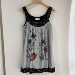 ScoLar スカラー トップス ノースリーブ チュニック グレー ドット柄 Mのサムネイル