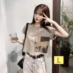 トレンド Tシャツ ストリートカルチャー アースカラー　グレー