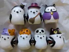 シマエナガ リトルフレンド キャンドゥ ハロウィン 置物 黒猫 ドクロ かぼちゃ