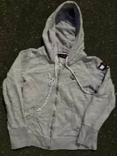 y2k TOMMY HILFIGER グレー パーカー　キッズ フード付き