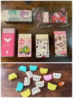 平成レトロ　キャラクター消しゴム6個セット＋リラックマ型ミニ消しゴム　まとめ売り