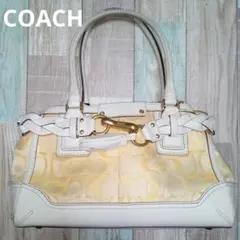 COACH　トートバッグ　イエロー　シグネチャー　ナイロン　レザー　コーチ