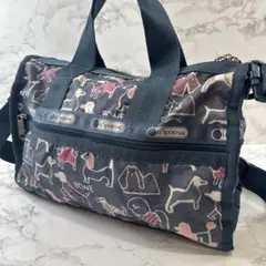 ほぼ未使用 LESPORTSAC レスポートサック 犬ドッグ ミニボストンバッグ