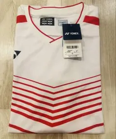 YONEX Vネックシャツ サイズ0 ホワイト/レッド