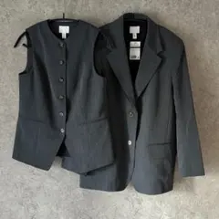 H&M ロングブレザー　ロングベスト　ピンストライプ　灰色