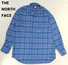 THE NORTH FACE　美品　フランネルシャツ　M　青色　チェック柄
