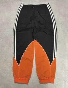 adidas NYLON PANTS black × orange
