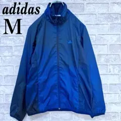 【美品】adidas ロゴ ドット ナイロン 裏メッシュ ジャケット M 紺