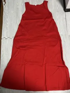 赤いノースリーブロングワンピース XS