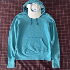00sNIKEパーカー ターコイズブルー短丈＆ 90sNIKEキャップホワイト