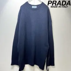 希少 美品 PRADA ウール カシミヤ 変形 レース デザイン ニット 38