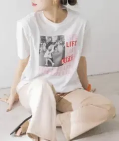 LIFE フォトプリント 半袖Tシャツ ホワイトのサムネイル
