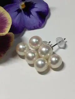 あこやパール、3珠つきラインピアス シルバー925