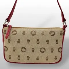 美品 HUNTING WORLD ショルダーバッグ 総柄 キャンバス レッド 5