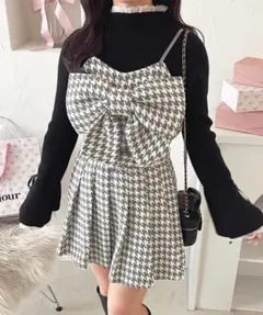 apres jour リボンミニプリーツキャミワンピース