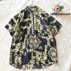HEART BREAKER 総柄 アロハシャツ L メンズ シルク100