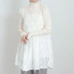 RAY CASSIN フェザージャガードチュニックワンピース(ホワイト)