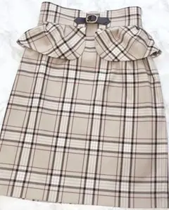 willselection ぺプラムベルト付きチェックスカート