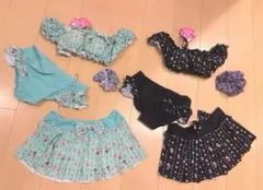 オフショルダー水着　ミントグリーン 体型 カバー ビキニ 双子コーデリンクコーデ