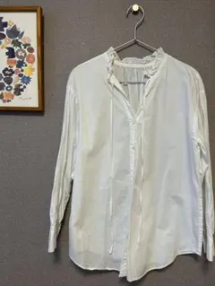 ジャーナルスタンダードレリューム ギャザー リボンブラウス　ホワイト