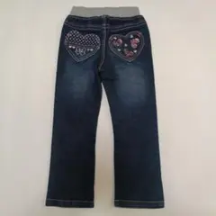 姫ギャル デニムパンツ ハート刺繍付き ウエストゴム 120cm