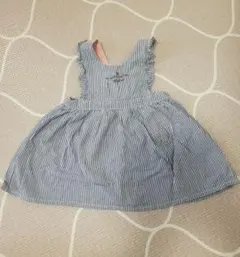 サロペット80　女の子　アプレレクール　リボン　ボーダーサロペット