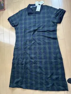 新品　Paul Stuart ポロワンピース LL ネイビー/グリーンチェック