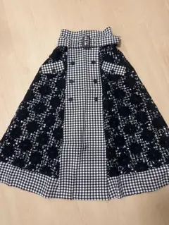 新品⭐︎ノエラNoela清楚系ギンガムチェック フレアスカート黒ブラック
