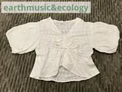【earthmusic&ecology】半袖 花柄 リボン コットン100