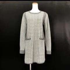SHINNOSUKE by PETER　ウールブレンド千鳥柄ニットワンピース　S