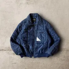 USA製80s vintageキルティングボンバージャケットスタンドカラー 紺L