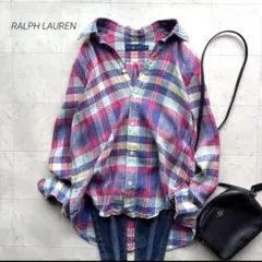 RALPH LAUREN リネンマドラスチェック柄シャツ