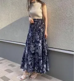 SNIDEL ニットドッキングプリントワンピース