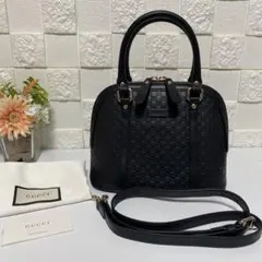 保管品 GUCCI マイクロ グッチ シマ 2way ハンドバッグ ブラック