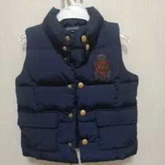 ネイビー ダウンベスト エンブレム刺繍