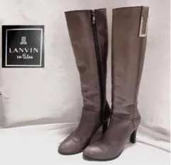 ランバン LANVIN en Blue レザーロングブーツ 23 ブラウン