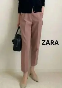ZARA/ザラ ハイウエストテーパードパンツ くすみピンク XS