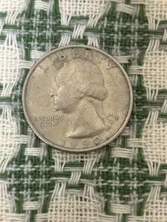 1965年 リバティ・ワシントン 米国 25セント硬貨ミントマークなし希少