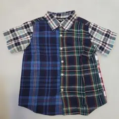 美品。COMME CA ISM 半袖チェックシャツ 110A