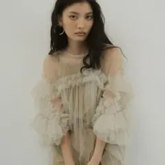 ANDRESD デコラティブチュールトップス