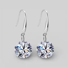 キラキラ　シルバーフックピアス　CZ ジルコニア　S925刻印【両耳セット】